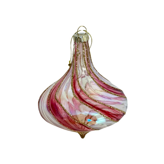 Clear Pink Swirl Hanging Bauble