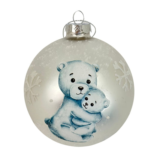 Cuddling Bear Ball Ornament