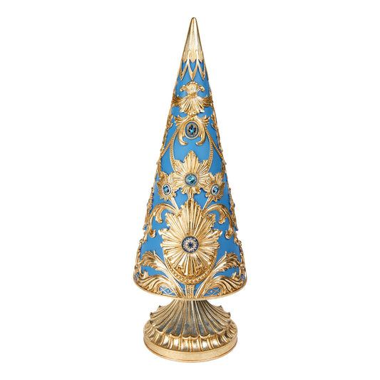 French Blue Damask Christmas Tree
