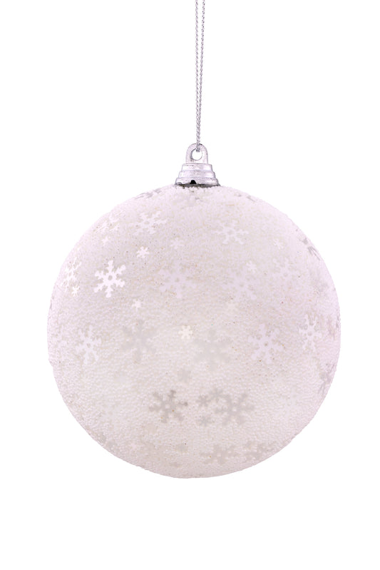 White with Snowflake Pattern Bauble