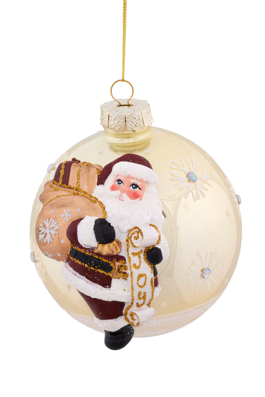 Champagne Glass Bauble Raised Santa Head
