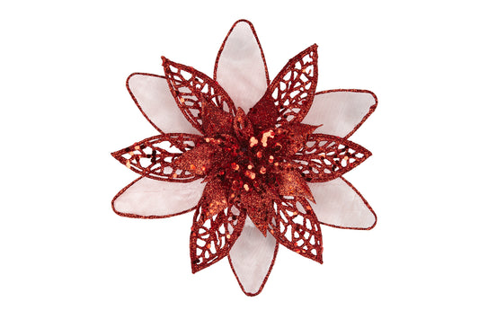 Red Clip on Poinsettia 18cm