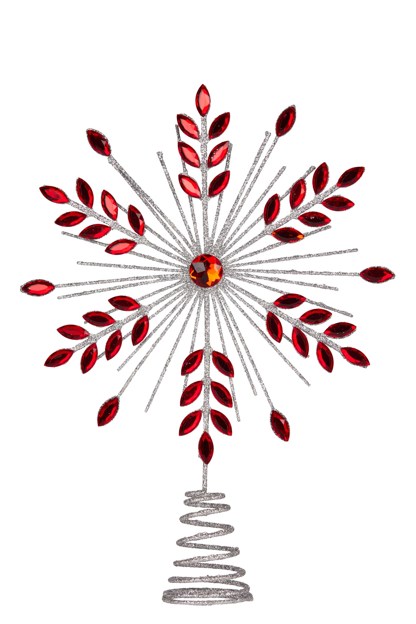 Silver Red Metal Snowflake