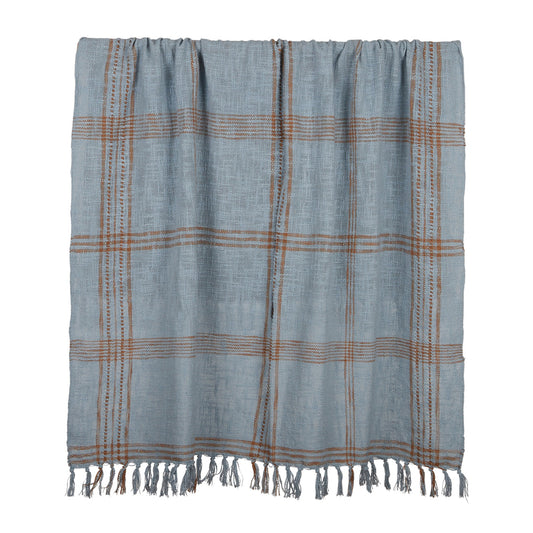 Saville Cotton Throw Blue Tan