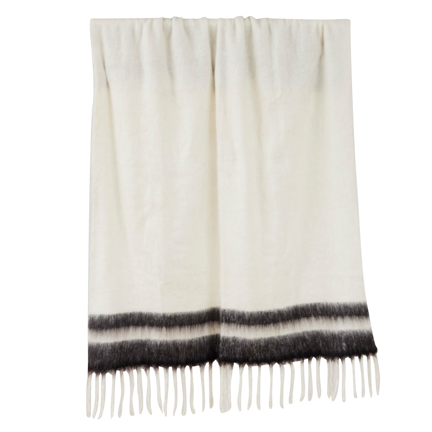 Portia Wool Blend Throw Ivory Black