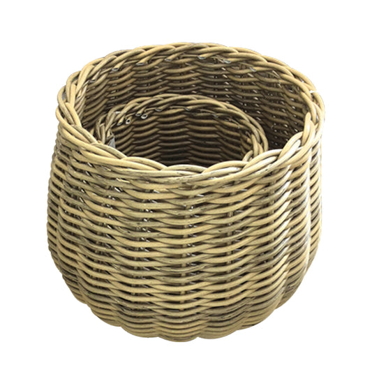 Curved PE Rattan Basket Large