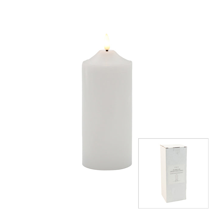 Ellipse Led White Church Candle 20cm