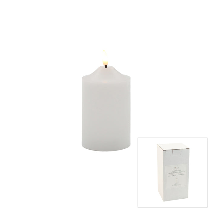 Ellipse Led White Church Candle 15cm