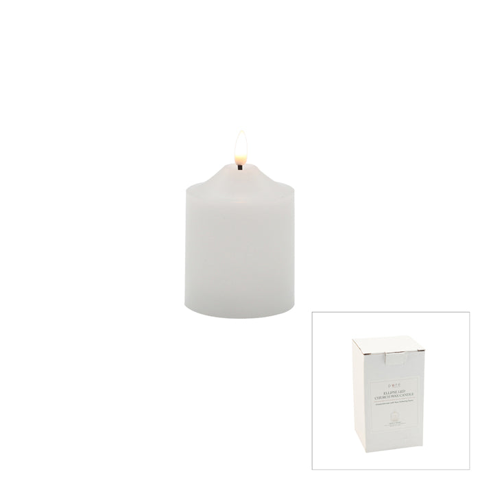 Ellipse Led White Church Candle 12.5cm
