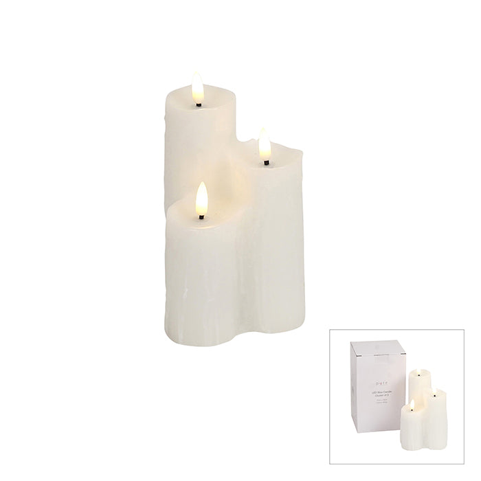 Heaven Led Wax Candle Cluster 3 White