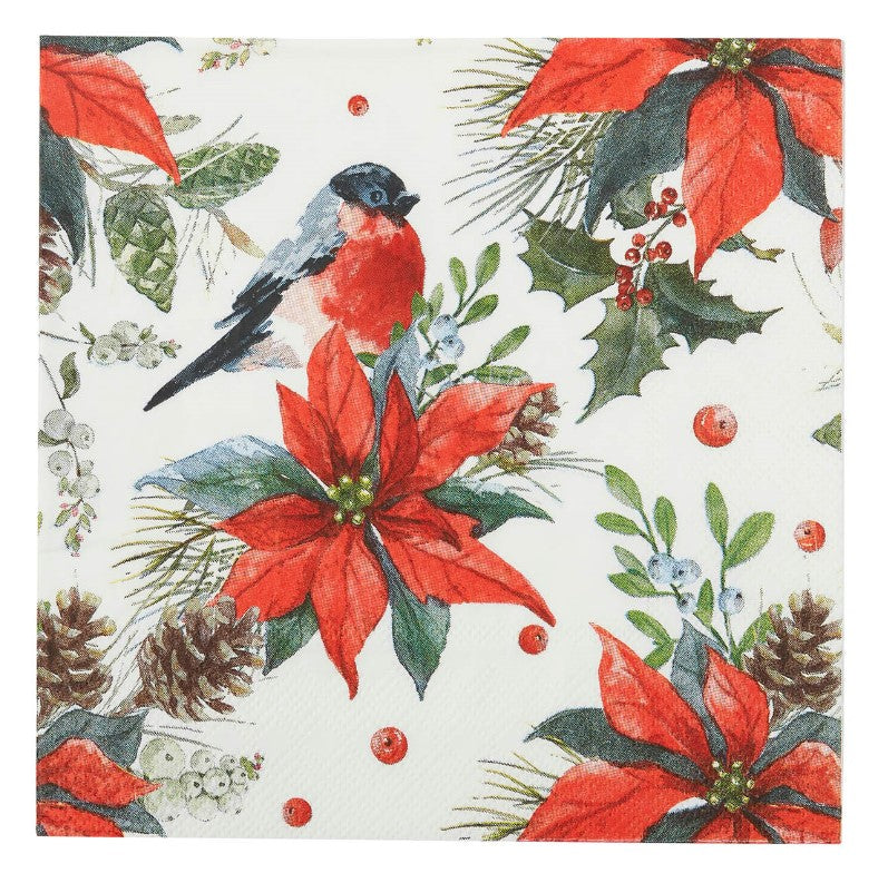 Red and White Poinsettia Napkin 20pk