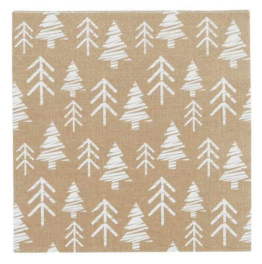 Xmas Trees 20pk Napkin Nat/White