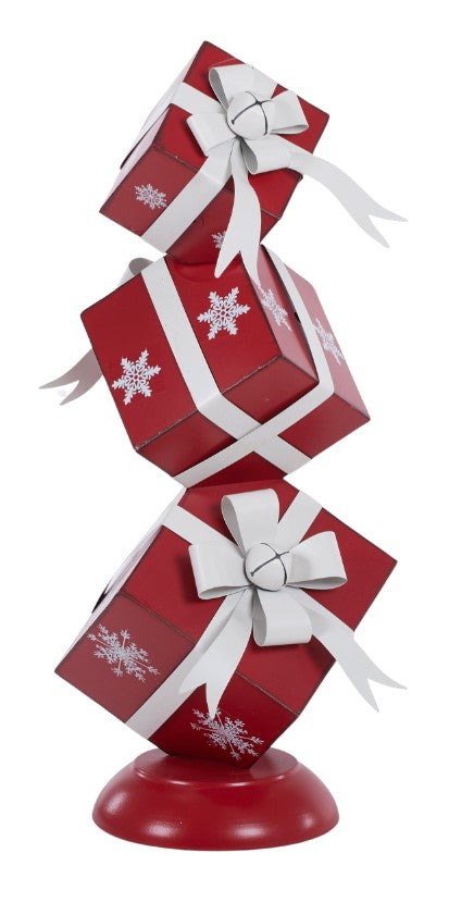 Red and White Present Stack Metal