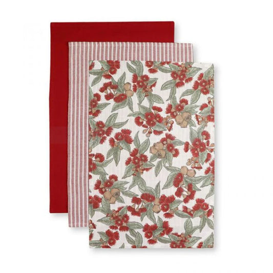Natilie Red Tea Towel Pack 3