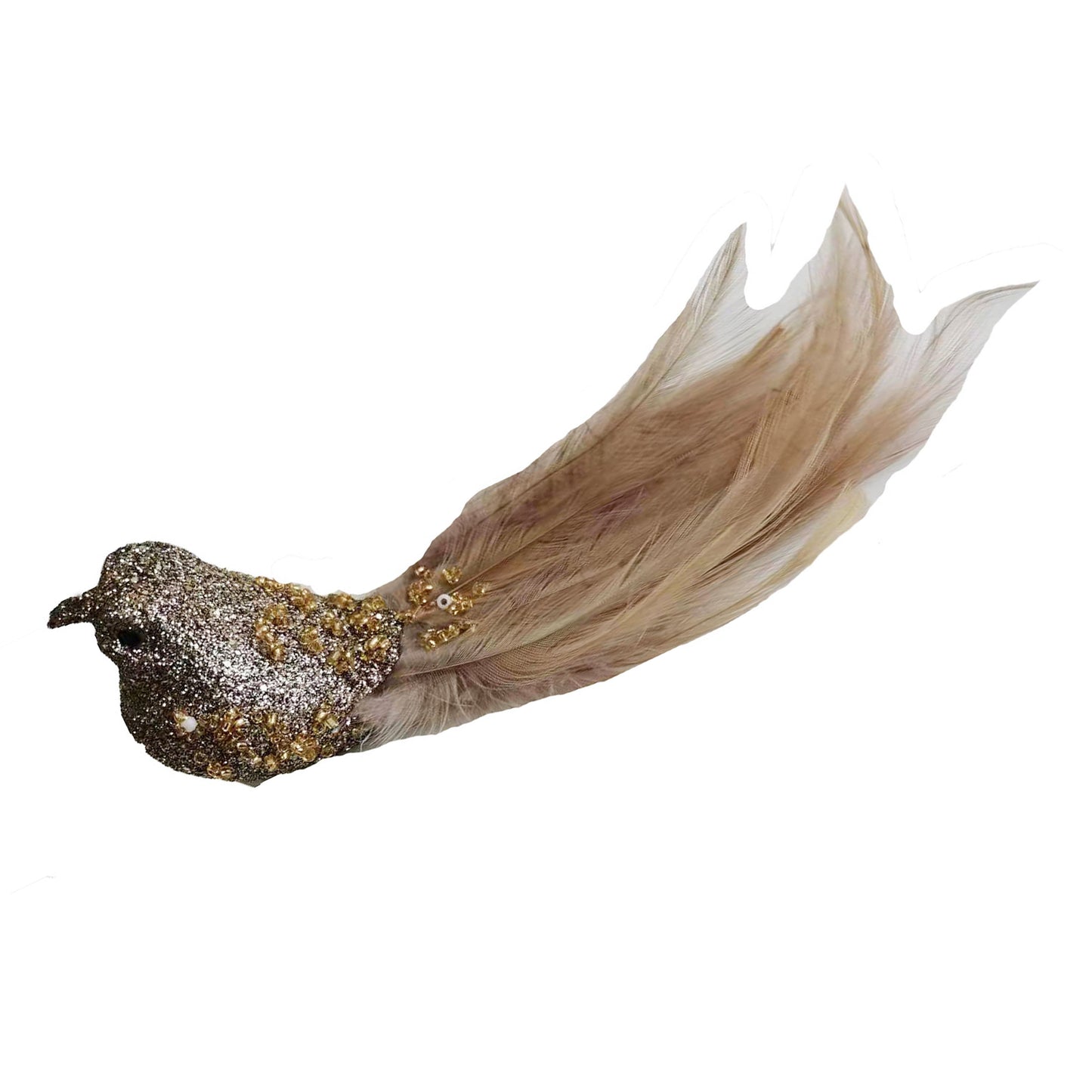 Clip on Bird Bugle Bead Gold