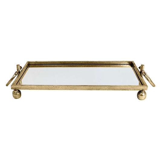 Clay Iron Gold Mirror Tray Rectangle Sm