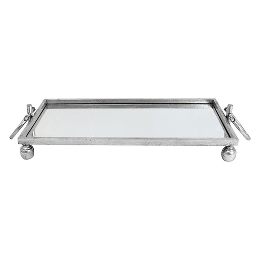 Dover Iron Silver Mirror Tray Rect Small
