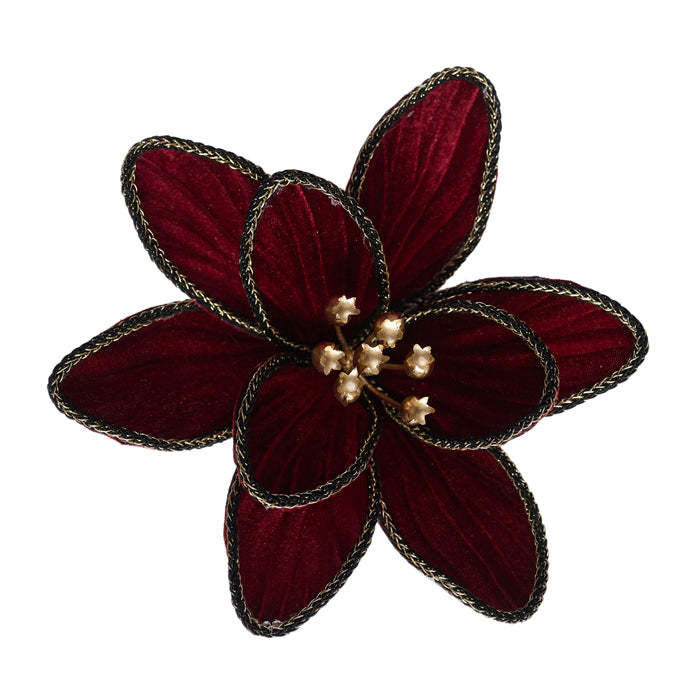 Burgandy Flower Rope Edge Clip on