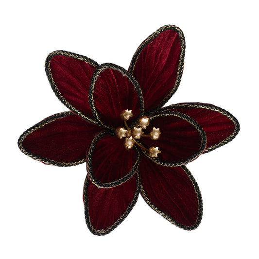 Burgandy Flower Rope Edge Clip on