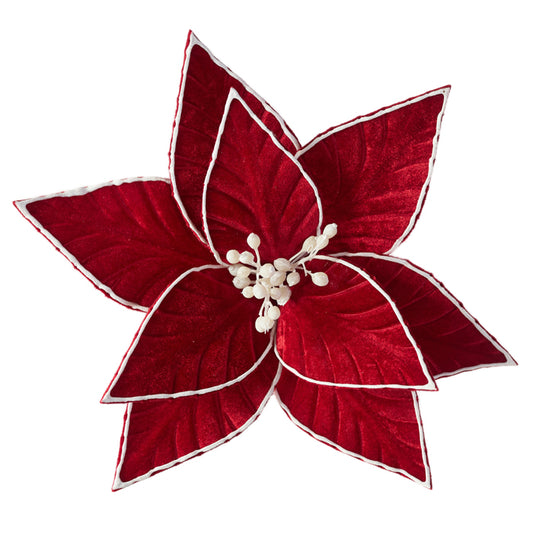 Poinsettia Red White Edge Clip on