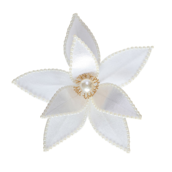 Poinsettia White Velvet Pearl Clip on