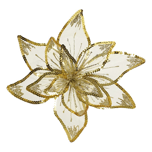 Poinsettia Sheer Gold Clip on