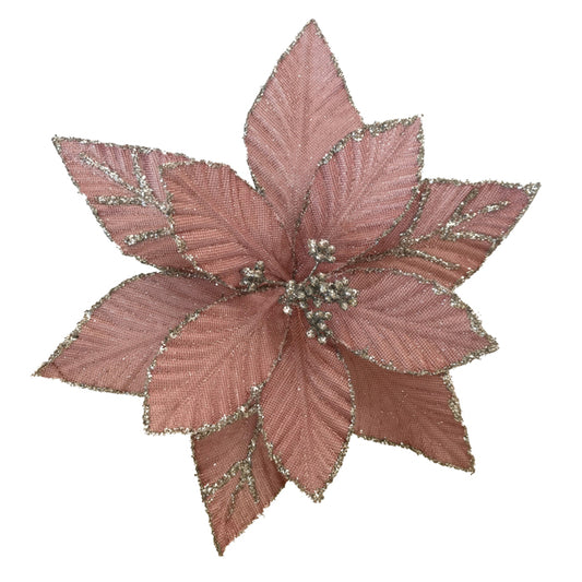 Poinsettia Pink Silver Clip on