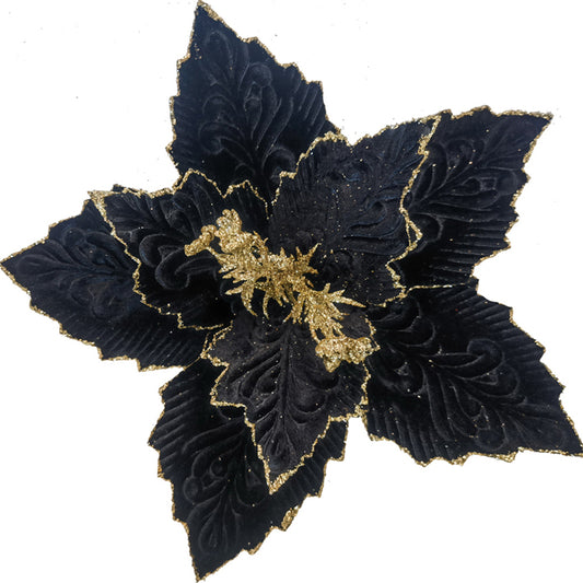 Poinsettia Black Glod Clip on