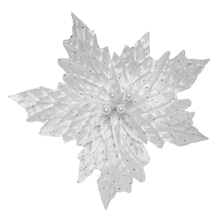 Poinsettia White Pearl Centre Clip on