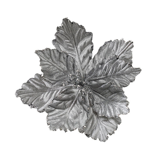 Poinsettia Matt Dark Silver Clip on