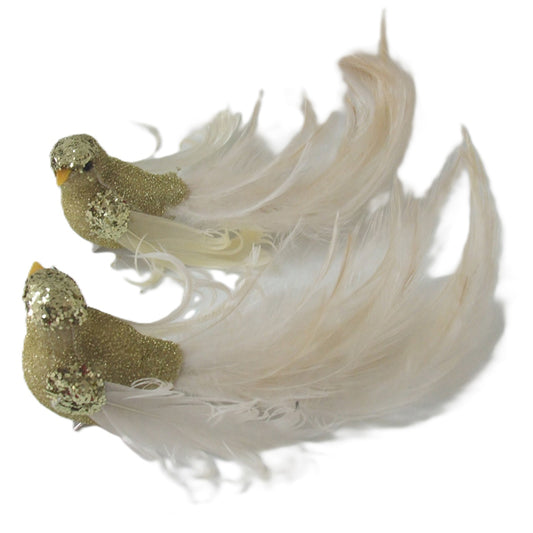 Clip on Bird Gold Cream