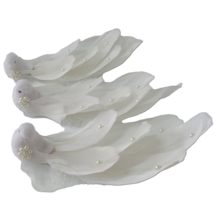Clip on Bird Pearl White