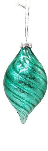 Dark Teal Glass Bauble Long Drop
