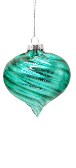 Dark Teal Glass Bauble Onion Shape