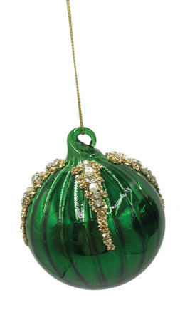 Glass Bauble Emerald and Beads