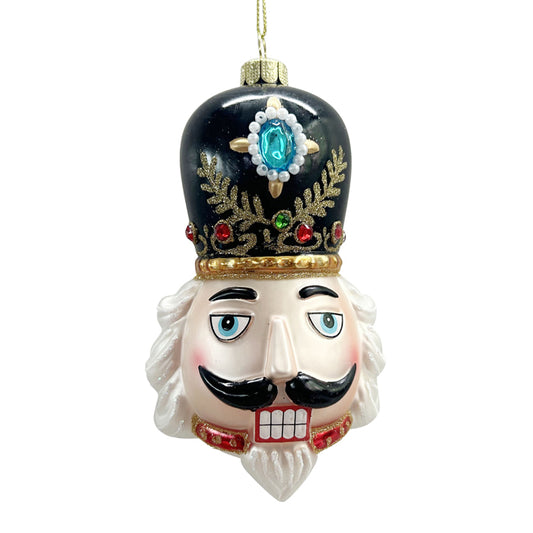 Glass Nutcracker Head Ornament Black