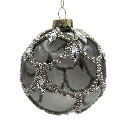 Glass Bauble Black with Jewels