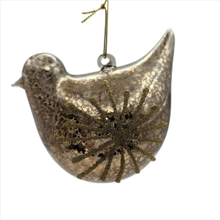 Glass Gold Hen Decoration