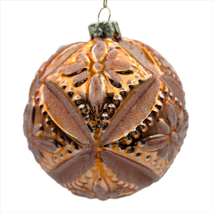 Glass Bauble Coral Cross