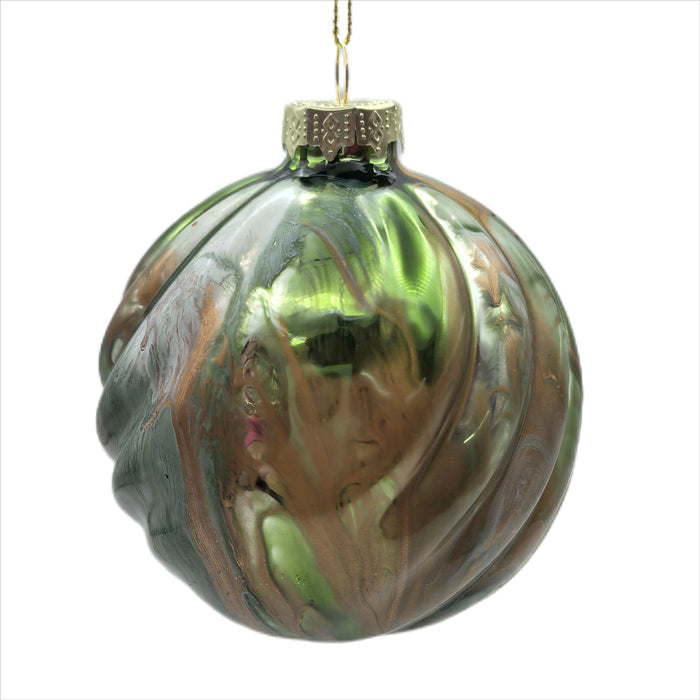 Glass Green Red Bauble