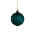 Peacock Matt Ribbed Glass Bauble