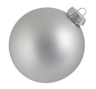 Glass Bauble 10cm Silver Matt