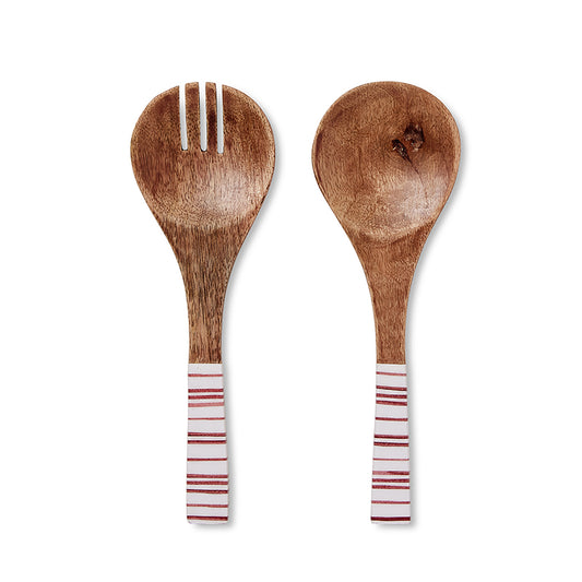 Taylor Stripe Red Salad Servers