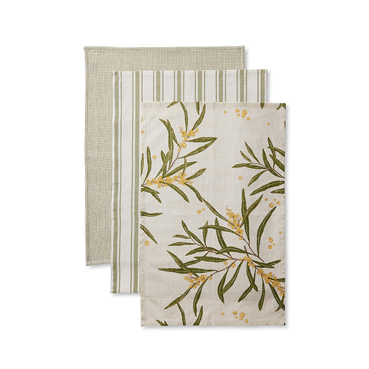 Golden Wattle Tea Towel Pack 3