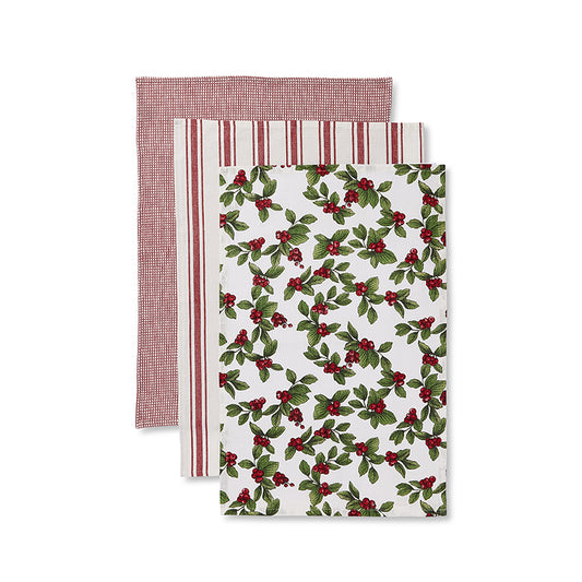 Noelle Red Tea towel Pack 3
