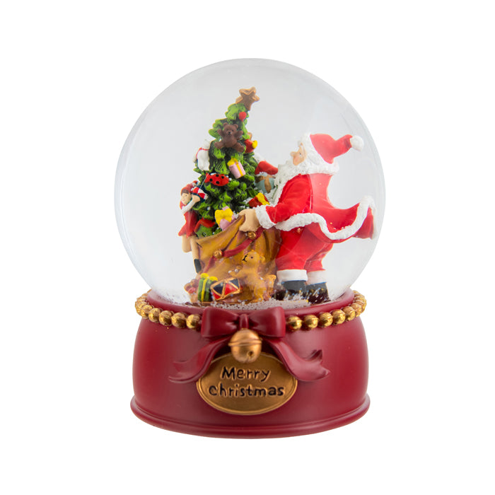 Resin Red Musical Waterball Santa w Tree