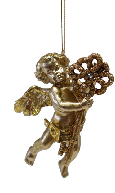 Gold Resin Cherub with Key 1