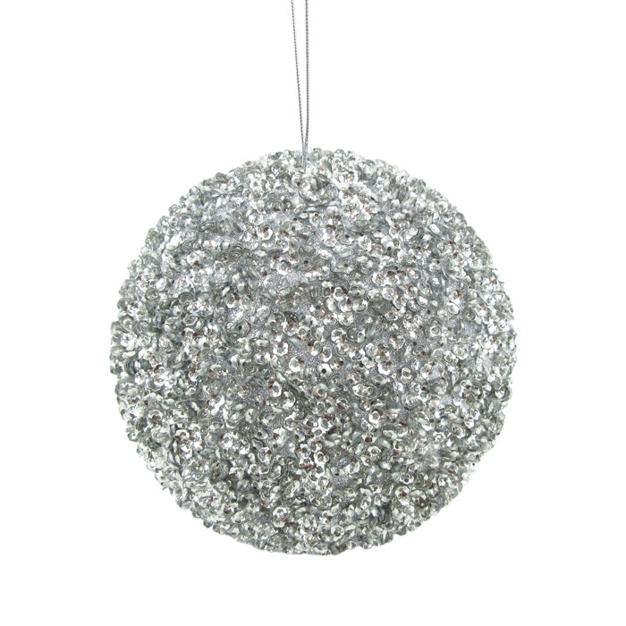 Beaded Sequin Ball Silver Large
