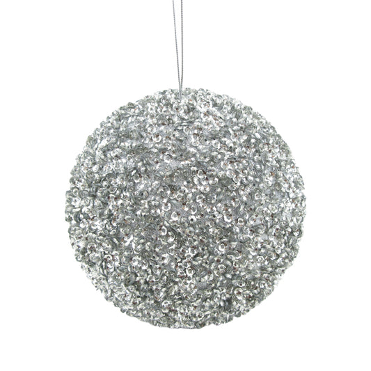 Beaded Sequin Ball Silver Large