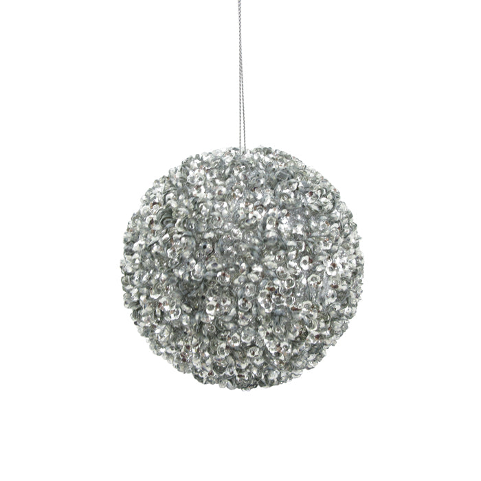 Beaded Sequin Ball Silver Small